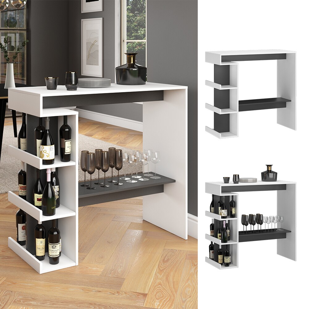 Vicco Bartisch Stehtisch K&uuml;chentisch Dana Wei&szlig; Anthrazit Ablage F&auml;cher Regal 