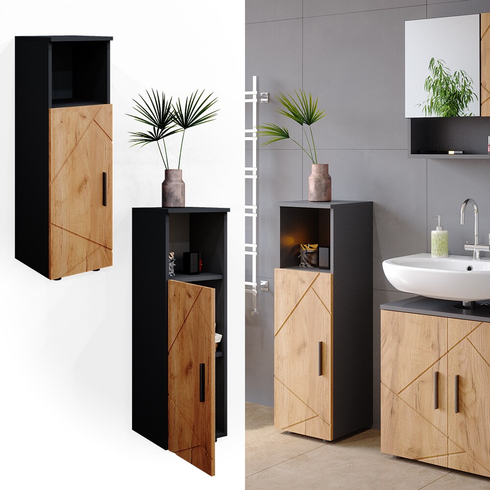 Vicco Midischrank Badschrank Badezimmerschrank Irma 3 F&auml;cher 1 T&uuml;r Anthrazit/GKO 