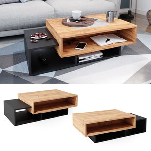 Vicco Couchtisch Sofatisch Beistelltisch Bari Anthrazit/Goldkraft Kaffeetisch 