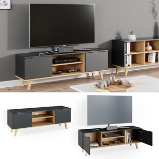 Vicco Lowboard Fernsehschrank Sideboard Neptune TV-Fernsehtisch Anthrazit/Buche 