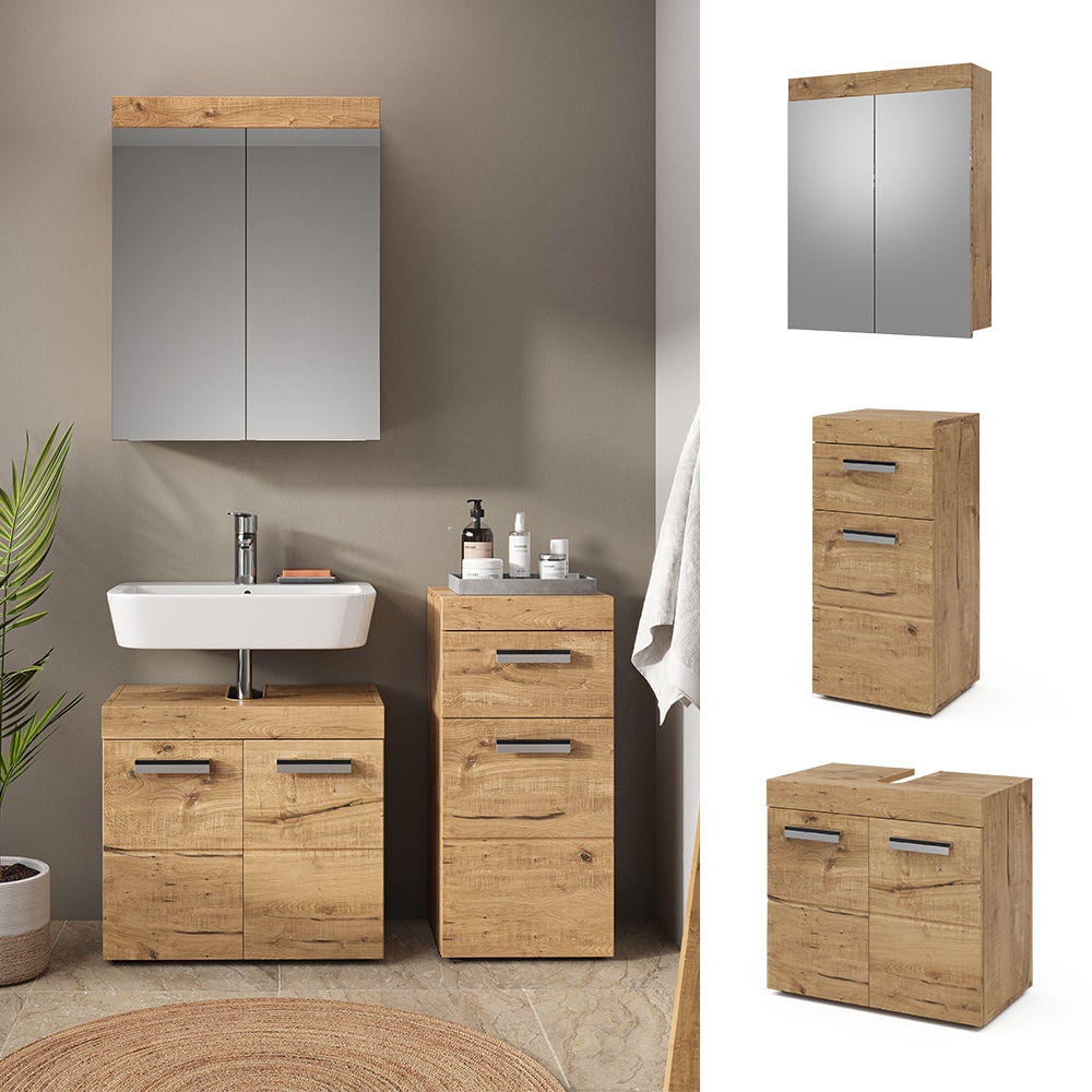 Vicco Badmöbel Set Badezimmermöbel Luna Spiegelschrank Unterschrank Midischrank