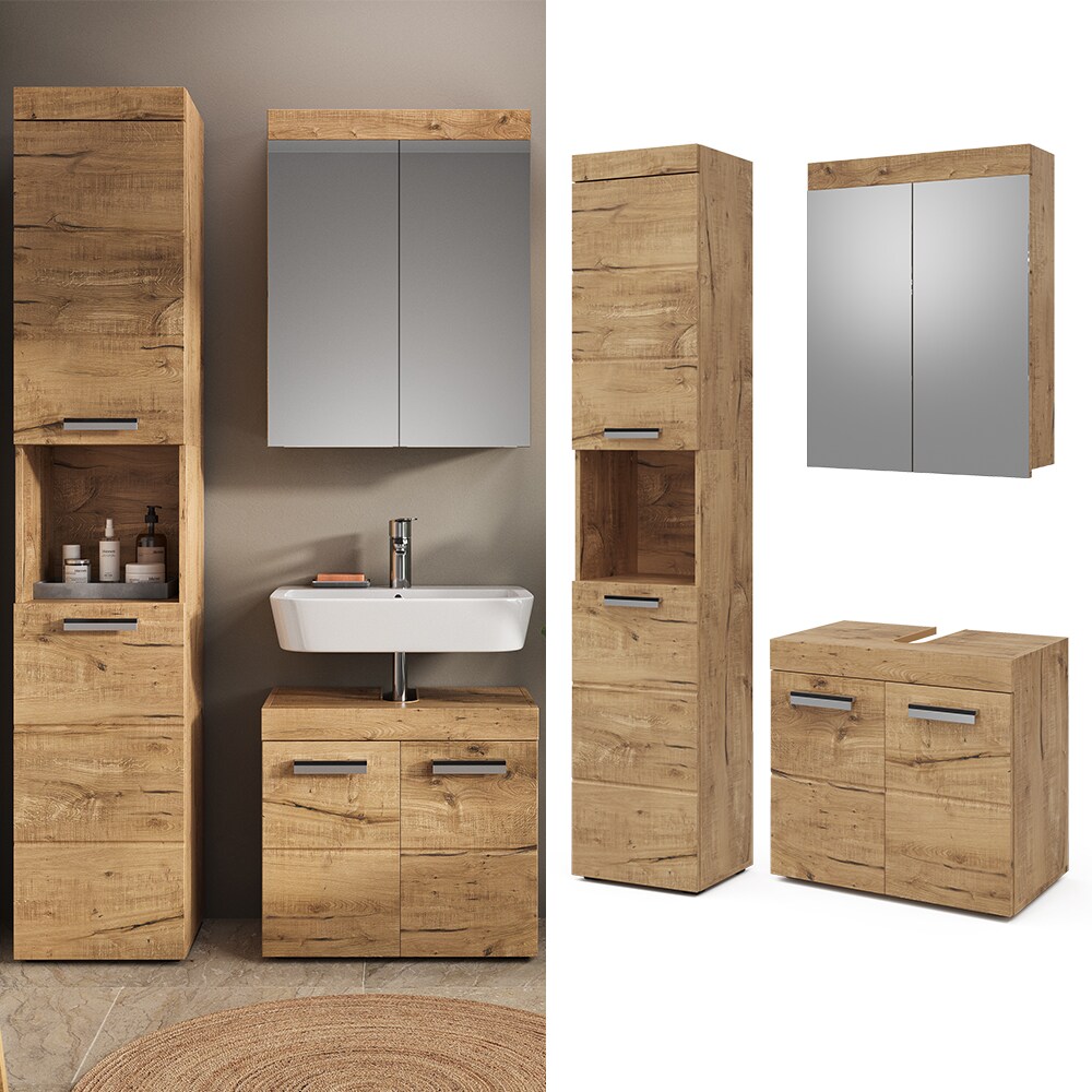 Vicco Badm&ouml;bel Set Badezimmerm&ouml;bel Luna Spiegelschrank Unterschrank Hochschrank 