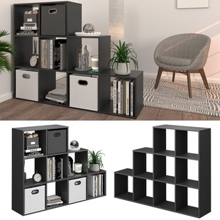 Vicco Treppenregal Raumteiler Bücherregal 9 Fächer Anthrazit Stufenregal Regal 