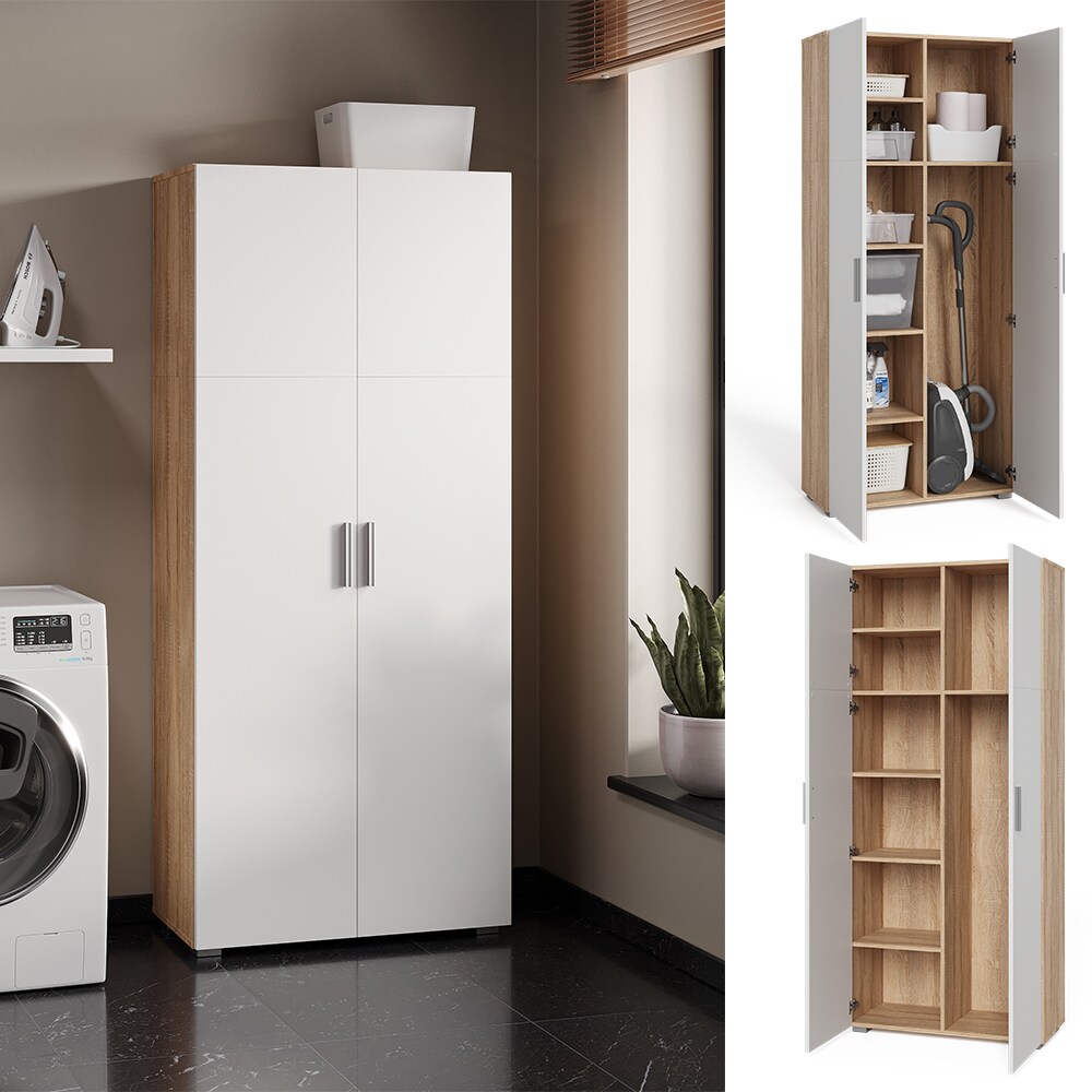 Vicco Universalschrank Mehrzweckschrank B&uuml;roschrank Ingo Wei&szlig;-Sonoma 2 T&uuml;ren 