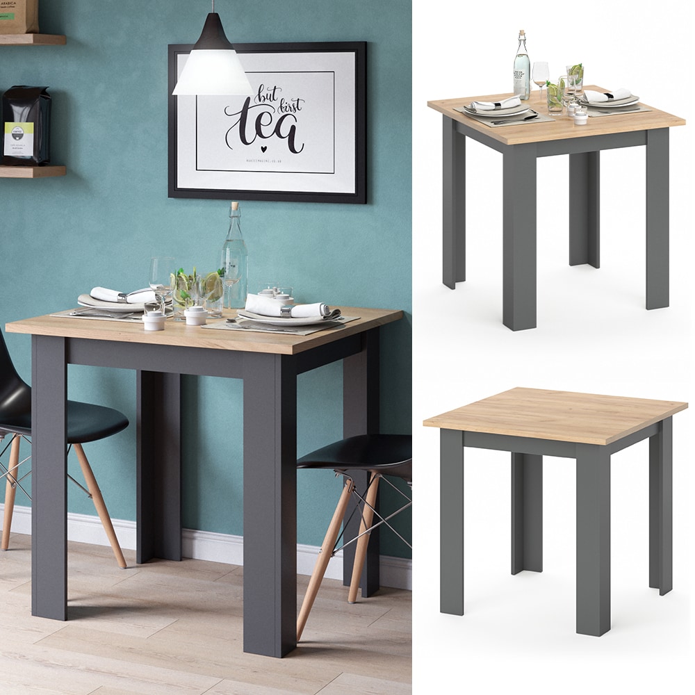 Vicco Esstisch K&uuml;chentisch Esszimmertisch 80x80 Kaffeetisch Goldkraft-Anthrazit 