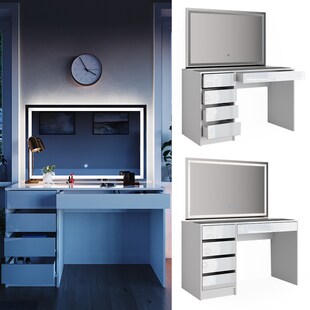 Schminktisch Sherry weiß Frisiertisch Frisierkommode 5 Schubladen Kommode Vicco 