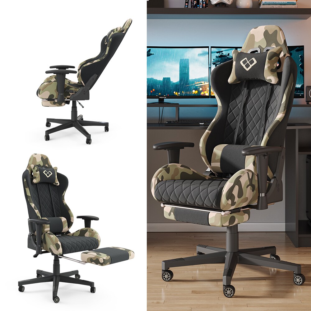 Vicco Gaming Stuhl Racing Stuhl Drehstuhl Alpha B&uuml;rostuhl Fu&szlig;st&uuml;tze Camouflage 