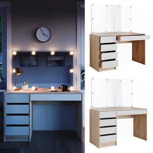 VICCO Schminktisch Sherry Sonoma Weiß Frisiertisch LED Spiegel Kommode Schublade 
