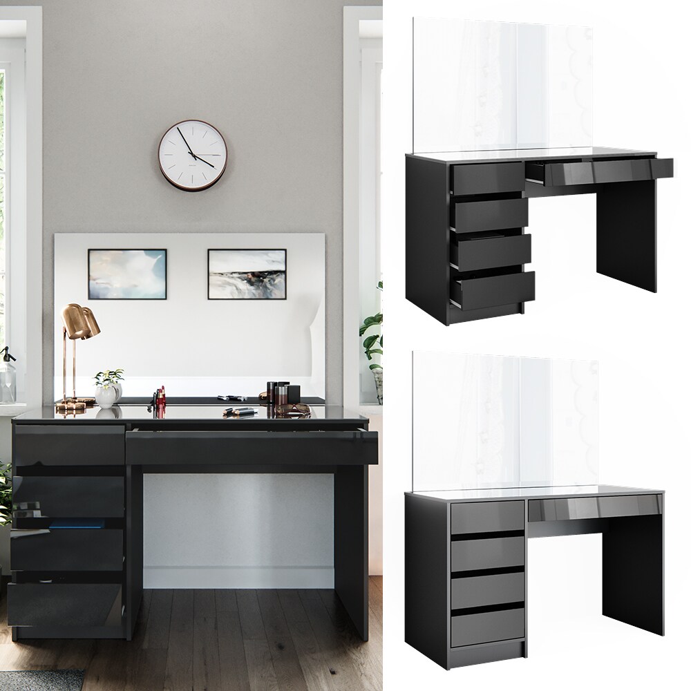 VICCO Schminktisch Sherry Anthrazit Hochglanz Frisiertisch Spiegel Kommode 