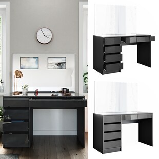 VICCO Schminktisch Sherry Anthrazit Hochglanz Frisiertisch Spiegel Kommode 