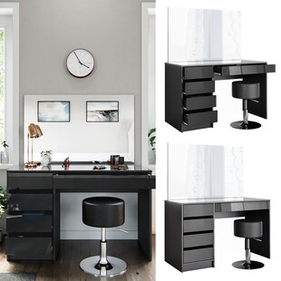 VICCO Schminktisch Sherry Anthrazit Hochglanz Frisiertisch Spiegel Hocker 