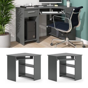 Vicco Eckschreibtisch Schreibtisch Computertisch Odin Anthrazit Arbeitstisch Ablage 