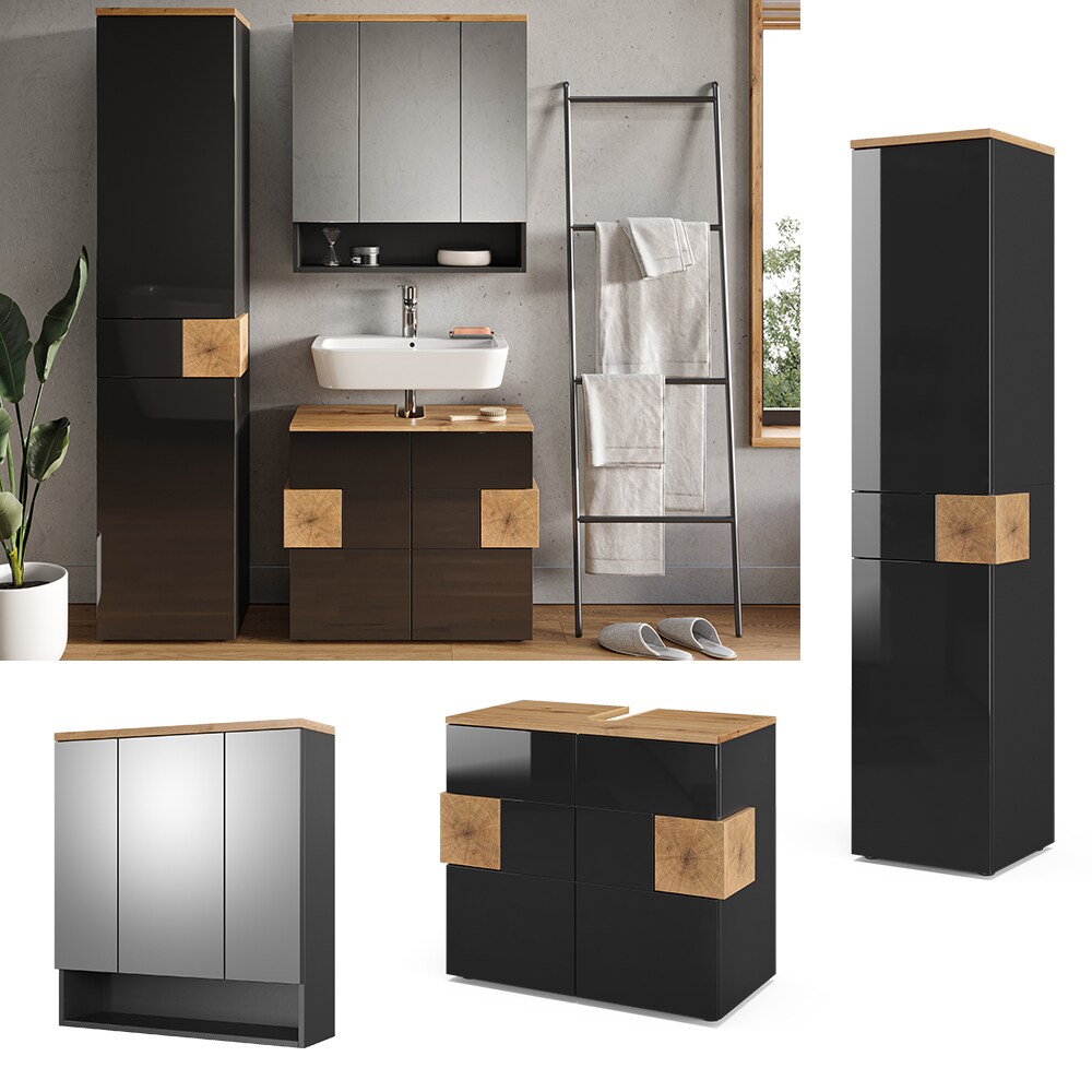 Vicco Badm&ouml;bel Set Badezimmerm&ouml;bel Eden Spiegelschrank Unterschrank Hochschrank 