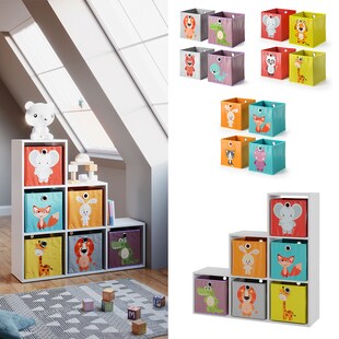 Vicco Treppenregal Raumteiler Bücherregal 6 Fächer Weiß Stufenregal Faltbox 