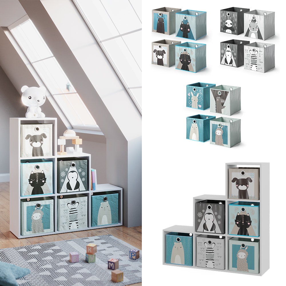 Vicco Treppenregal Raumteiler B&uuml;cherregal 6 F&auml;cher Wei&szlig; Stufenregal Faltbox 