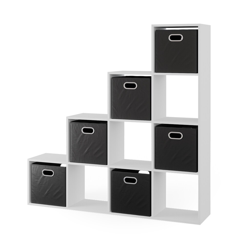 Vicco Treppenregal Raumteiler B&uuml;cherregal 10 F&auml;cher Wei&szlig; Stufenregal Faltbox 