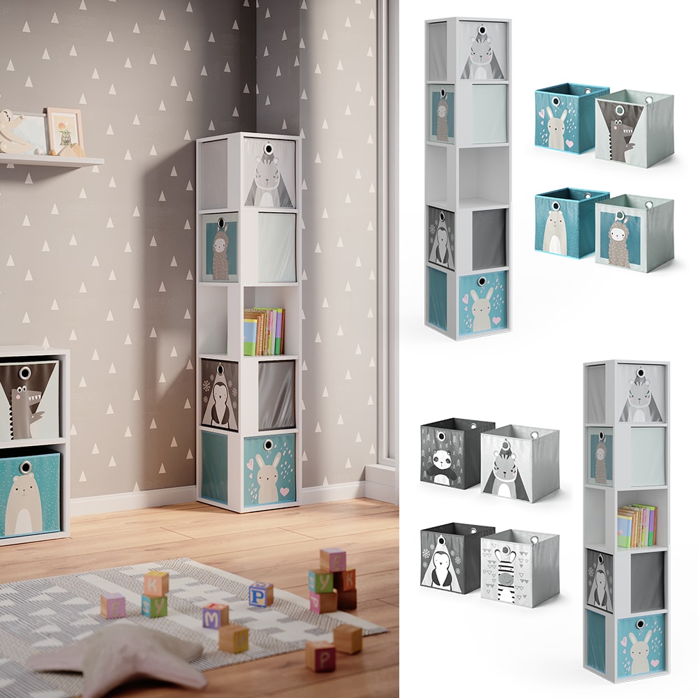 Vicco Eckregal Standregal Wandregal Lio wei&szlig; Raumteiler F&auml;cher Kinder-Faltboxen 