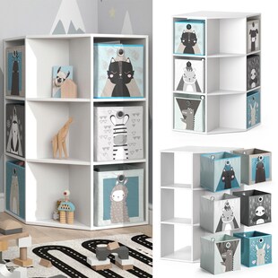 Vicco Kinderregal Eckregal Spielzeugablage Luigi Weiß Sitzbank Kinder-Faltboxen 