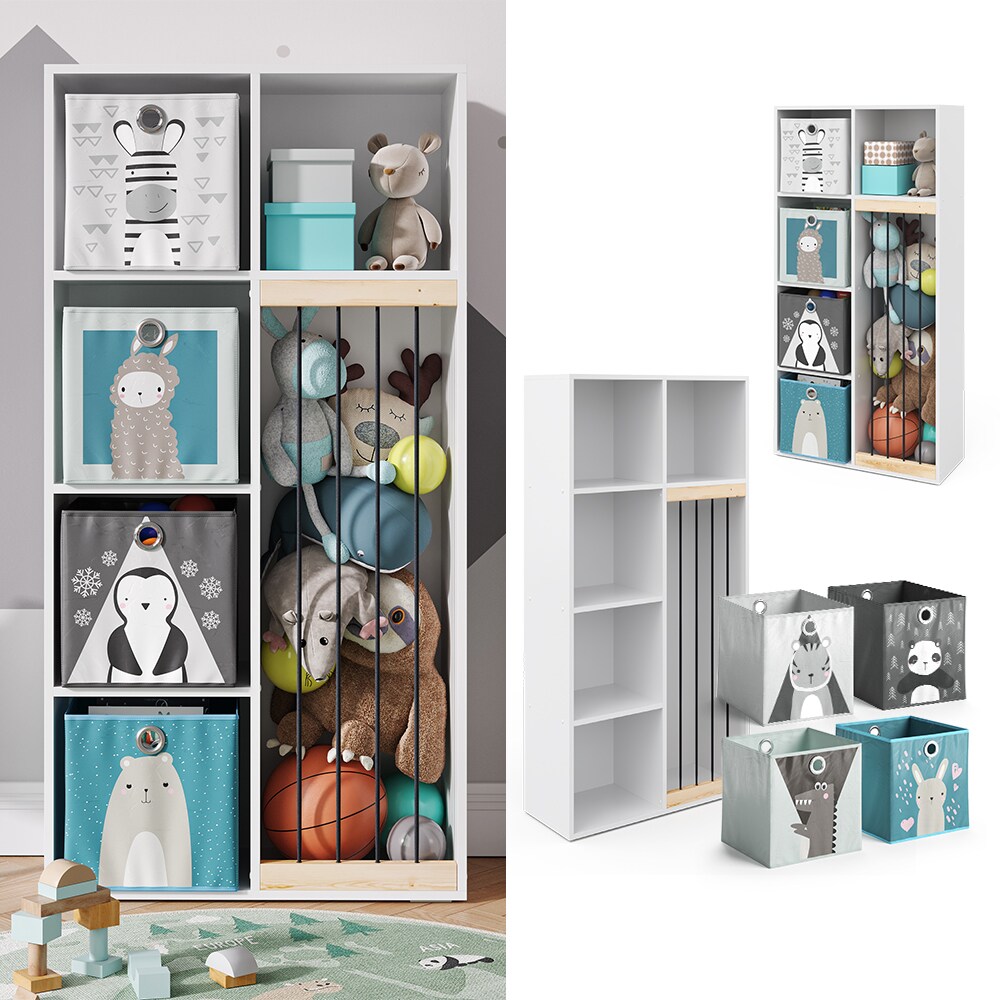 Vicco Kinderregal Kuscheltierbox Aufbewahrung Marvin B&uuml;cherregal Wei&szlig; Faltbox 