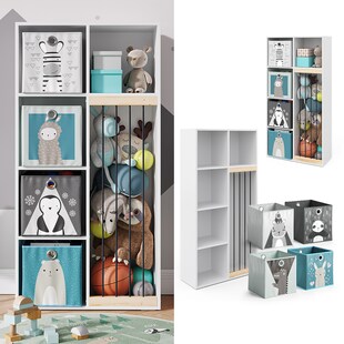 Vicco Kinderregal Kuscheltierbox Aufbewahrung Marvin Bücherregal Weiß Faltbox 