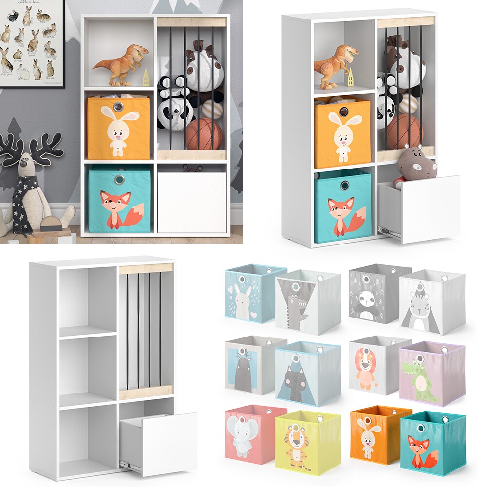 Vicco Kinderregal Spielzeugregal Spielzeugablage Luigi Wei&szlig; Faltbox Aufbewahrung 