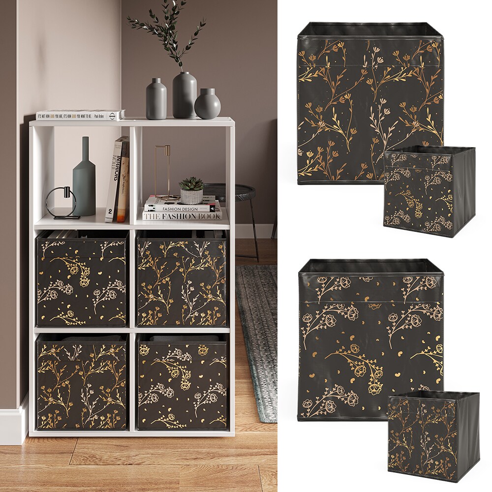 Vicco Faltbox Aufbewahrungsbox Regalbox Schwarz Gold Floral 2 Hartkarton Ablage 