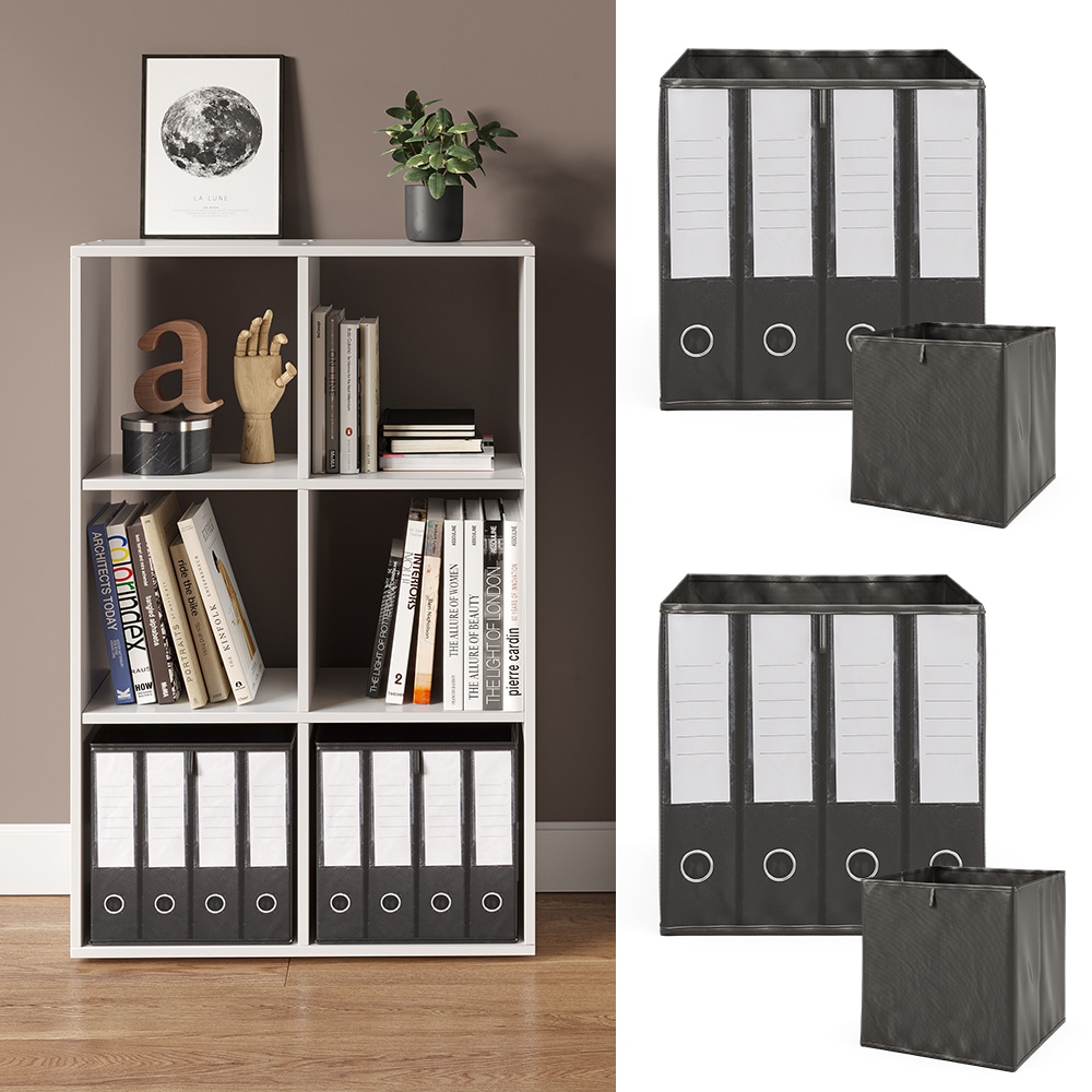 Vicco Faltbox Aufbewahrungsbox Regalbox Schwarz Ordnermuster Hartkarton Ablage 