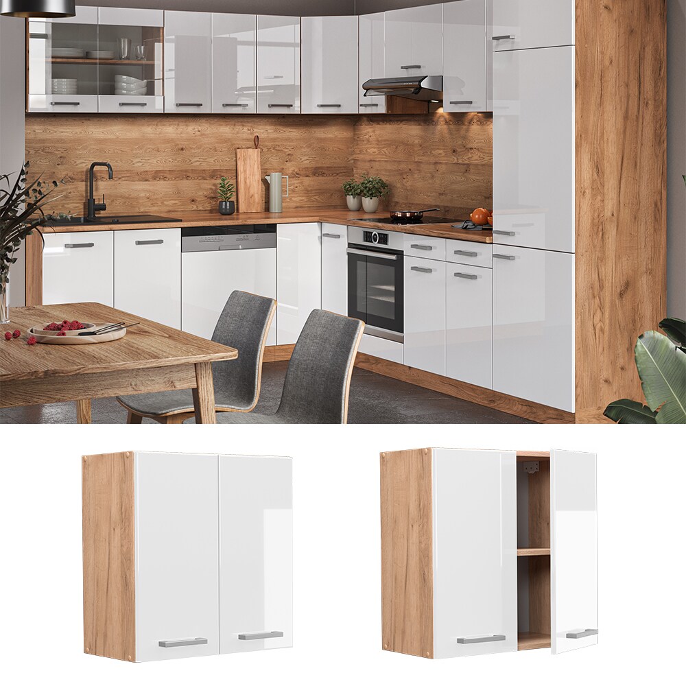 Vicco H&auml;ngeschrank K&uuml;chenschrank K&uuml;chenzeile R-Line 60 cm Goldkraft Wei&szlig; 