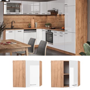 Vicco Eckhängeschrank Küchenschrank Küchenzeile R-Line 57 cm Goldkraft Weiß 