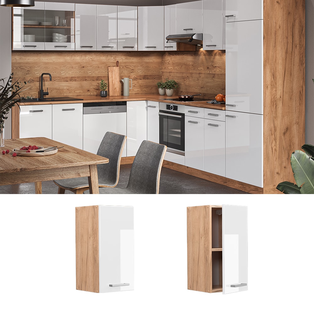 Vicco H&auml;ngeschrank K&uuml;chenschrank K&uuml;chenzeile R-Line 30 cm Goldkraft Wei&szlig; 