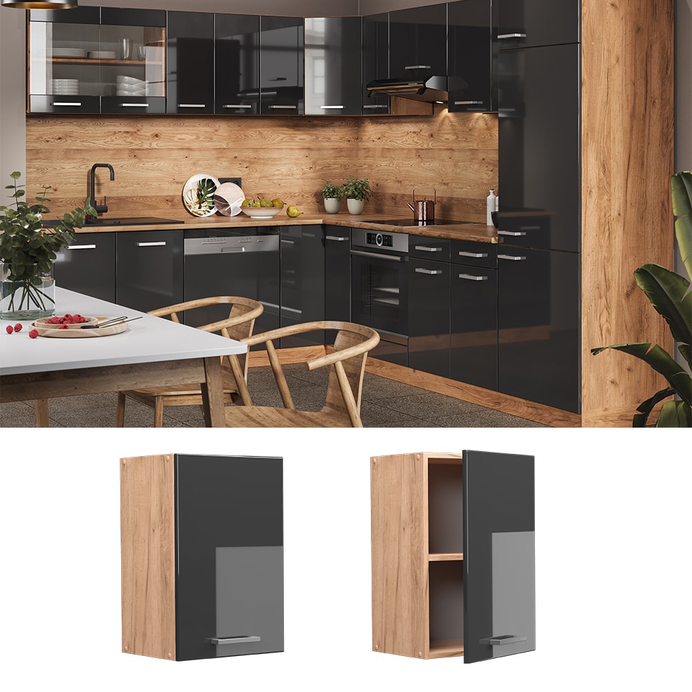 Vicco H&auml;ngeschrank K&uuml;chenschrank K&uuml;chenzeile R-Line 40 cm Goldkraft Anthrazit 