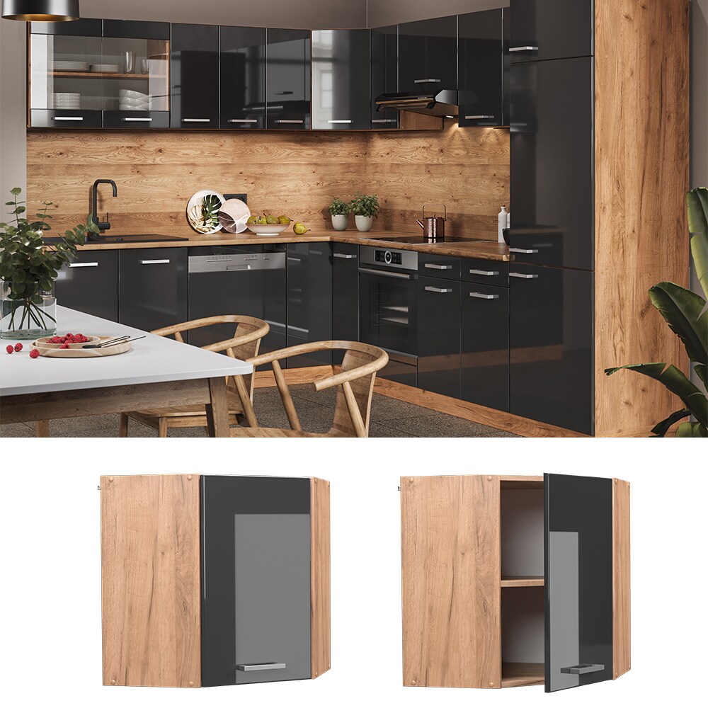 Vicco Eckh&auml;ngeschrank K&uuml;chenschrank K&uuml;chenzeile R-Line 57 cm Goldkraft Anthrazit 