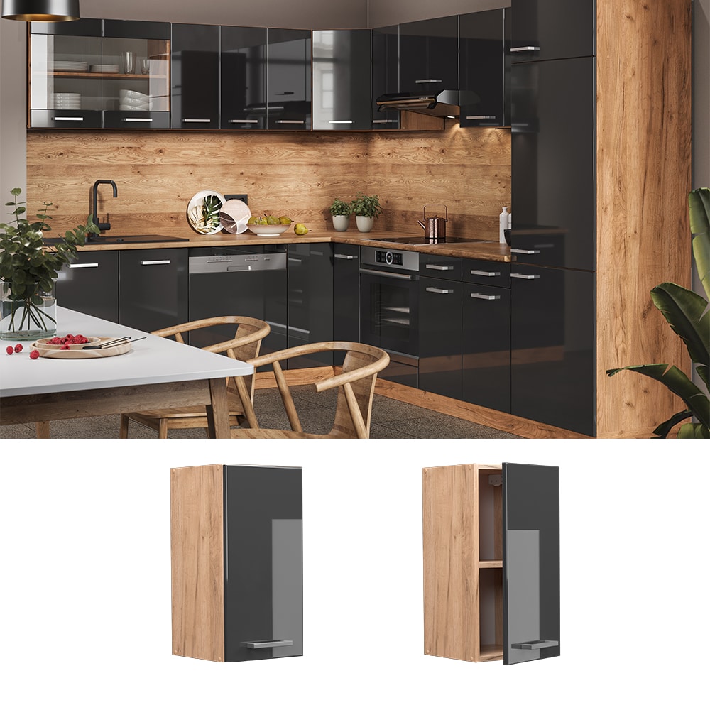 Vicco H&auml;ngeschrank K&uuml;chenschrank K&uuml;chenzeile R-Line 30 cm Goldkraft Anthrazit 