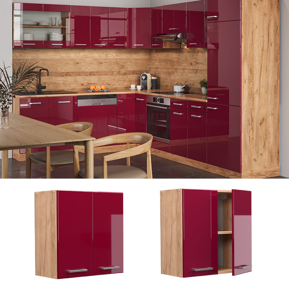 Vicco H&auml;ngeschrank K&uuml;chenschrank K&uuml;chenzeile R-Line 60 cm Goldkraft Bordeaux 