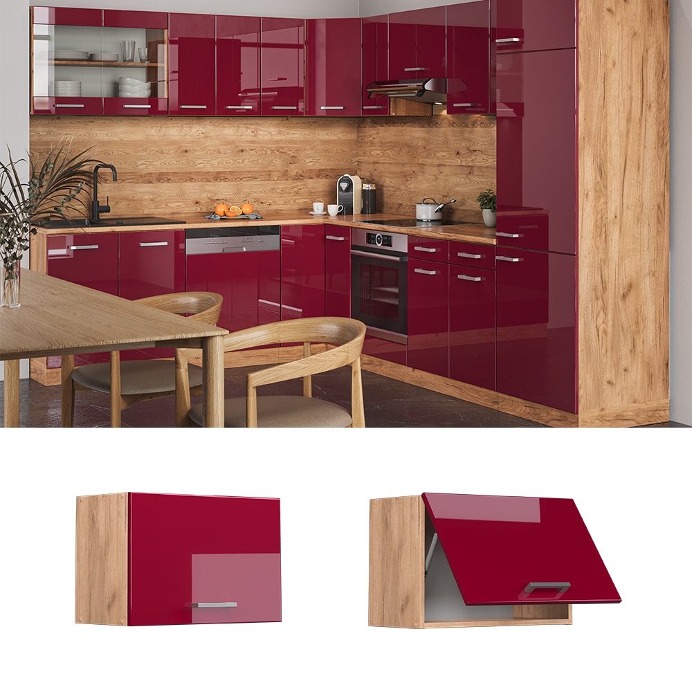 Vicco H&auml;ngeschrank K&uuml;chenschrank K&uuml;chenzeile R-Line 60 cm flach Goldkraft Bordeaux 