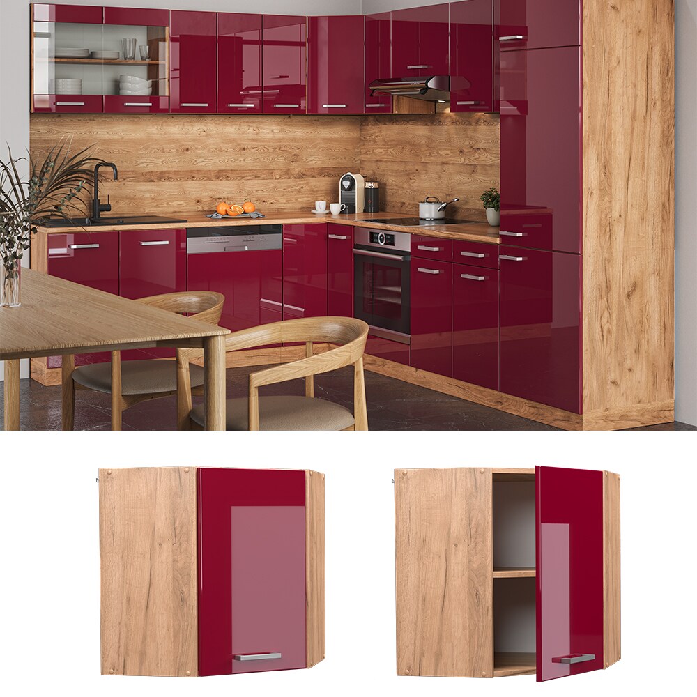 Vicco Eckh&auml;ngeschrank K&uuml;chenschrank K&uuml;chenzeile R-Line 57 cm Goldkraft Bordeaux 