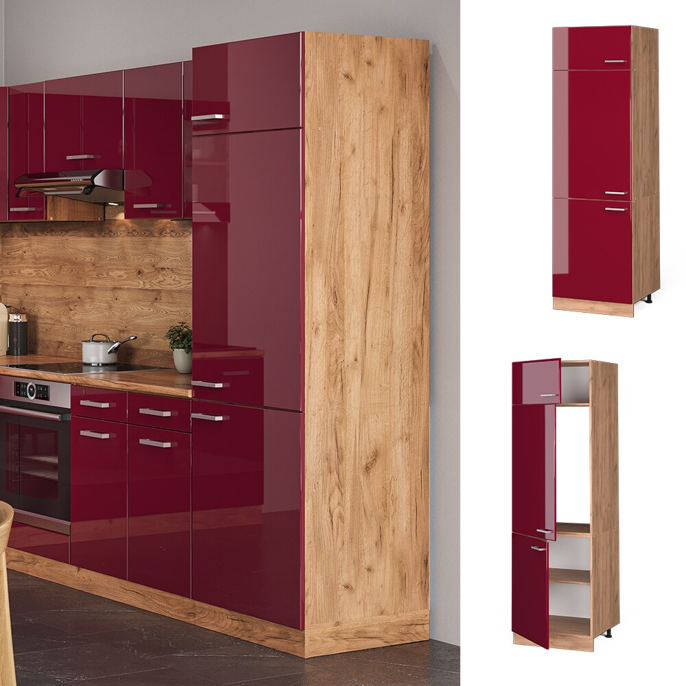 Vicco K&uuml;hlumbauschrank K&uuml;chenschrank K&uuml;chenzeile R-Line 60 cm Goldkraft Bordeaux 