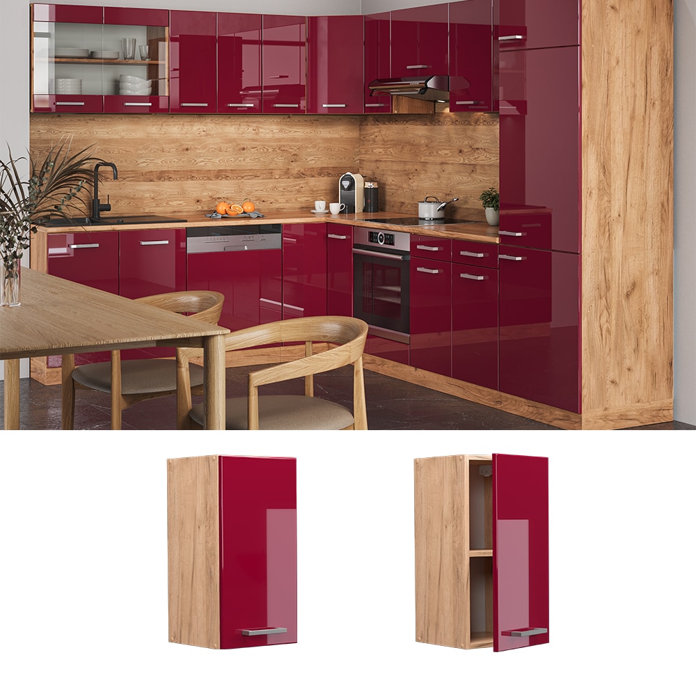 Vicco H&auml;ngeschrank K&uuml;chenschrank K&uuml;chenzeile R-Line 30 cm Goldkraft Bordeaux 