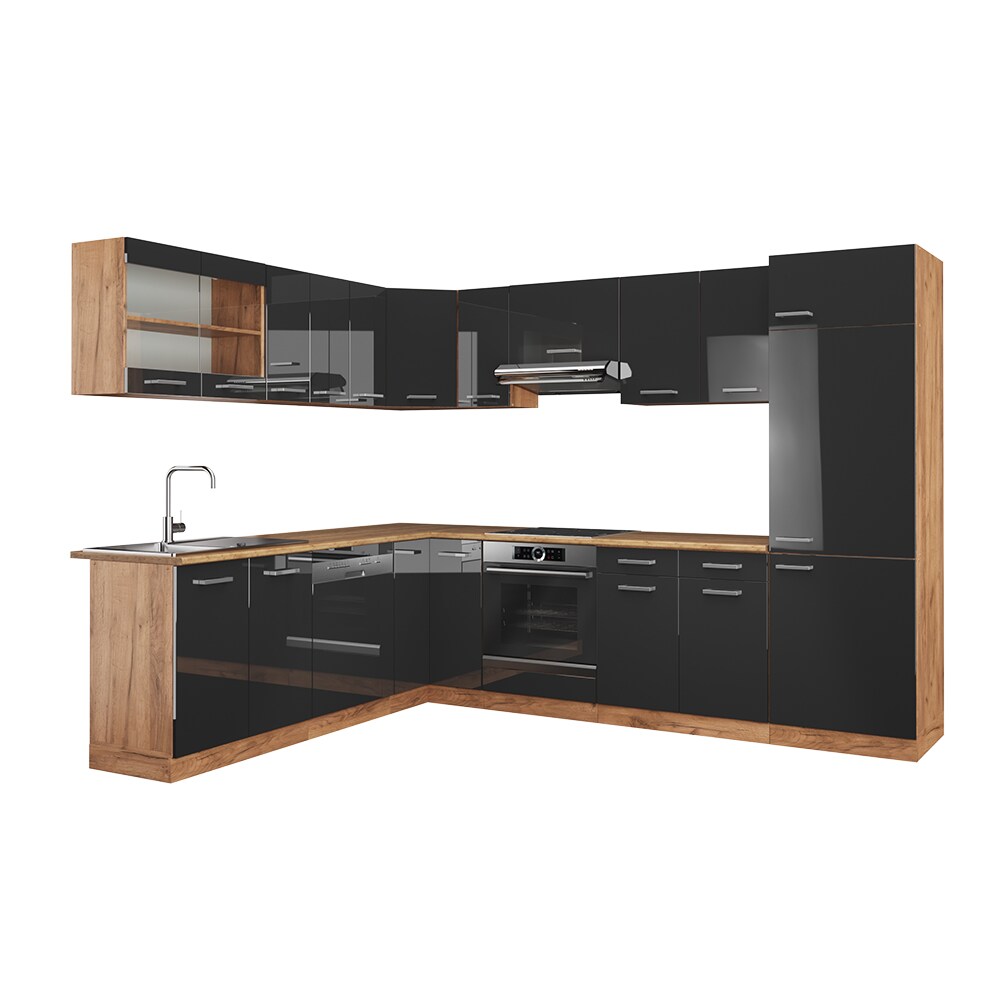 Vicco K&uuml;chenzeile K&uuml;chenblock Einbauk&uuml;che R-Line Ecke 287 x 277 Anthrazit HGL 