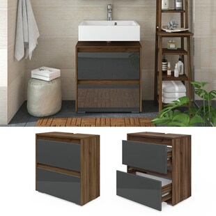 Vicco Waschtischunterschrank Waschbeckenunterschrank Badschrank Majest Nuss/ANT 