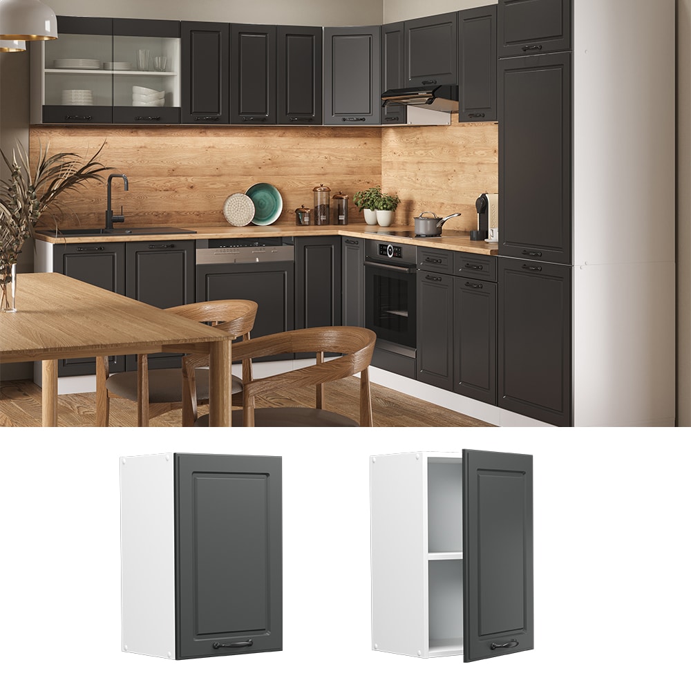 Vicco H&auml;ngeschrank K&uuml;chenschrank K&uuml;chenzeile Landhaus R-Line 40 cm Wei&szlig;-Anthrazit 