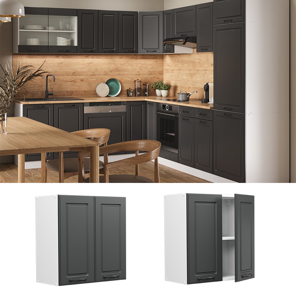 Vicco H&auml;ngeschrank K&uuml;chenschrank K&uuml;chenzeile Landhaus R-Line 60 cm Wei&szlig;-Anthrazit 