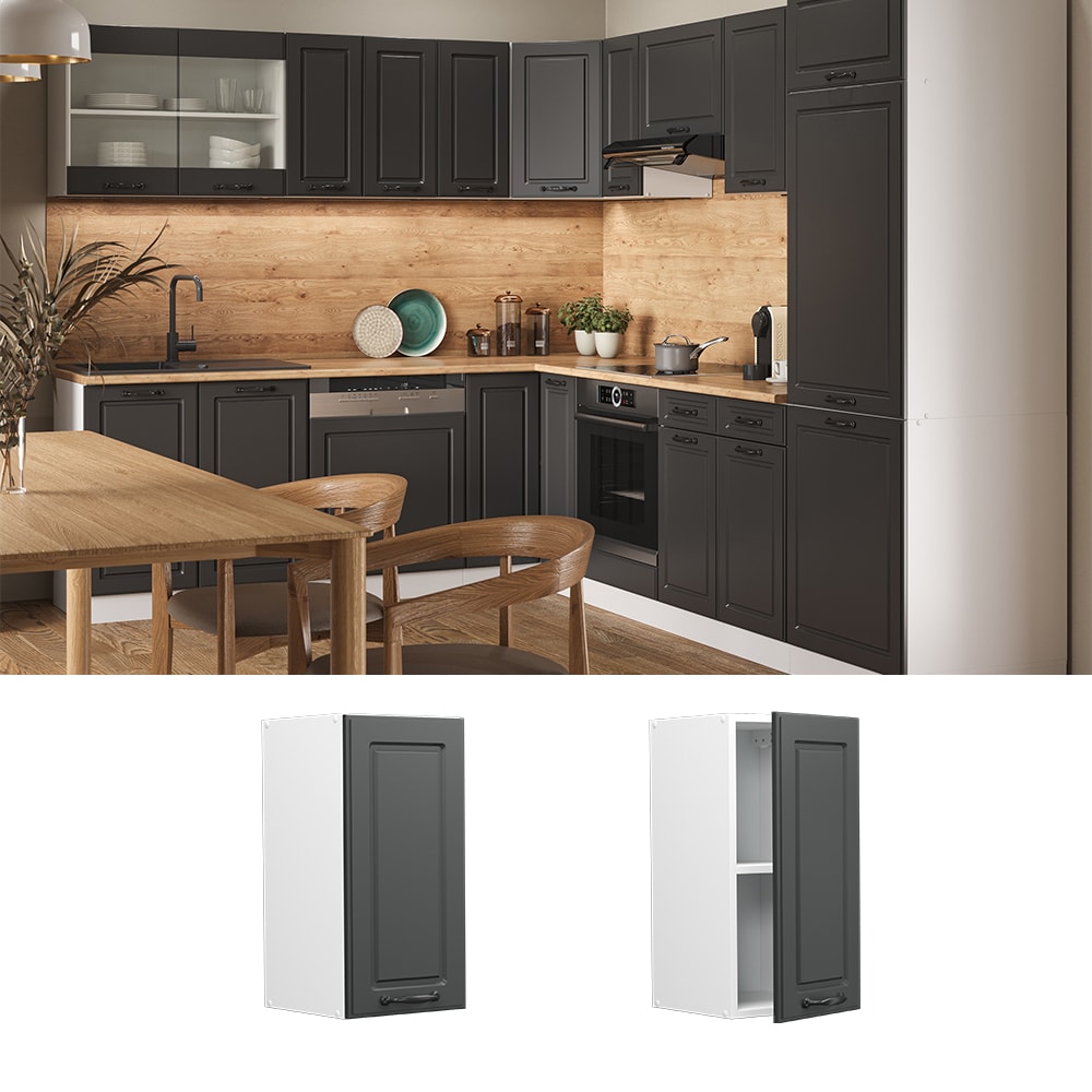 Vicco H&auml;ngeschrank K&uuml;chenschrank K&uuml;chenzeile Landhaus R-Line 30 cm Wei&szlig;-Anthrazit 