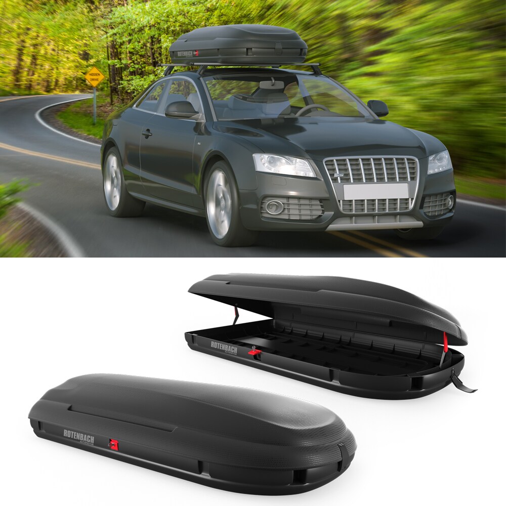 Rotenbach Dachbox Gep&auml;ckbox Gep&auml;ck Dachkoffer Auto Dach Autobox Schwarz 400 L 