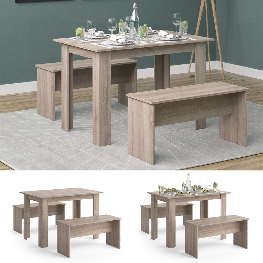 Tischgruppe Sitzgruppe Esszimmer Sentio Esstisch Sitzbank Sonoma 110 cm