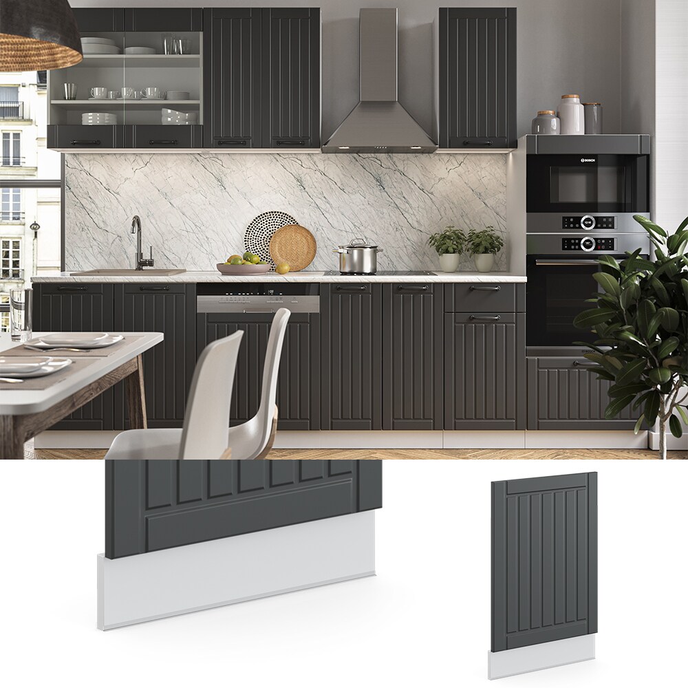 Vicco Geschirrsp&uuml;lerblende Geschirrsp&uuml;lfront K&uuml;chenm&ouml;bel Fame-Line Landhaus Wei&szlig; Dunkelgrau 45 cm modern 