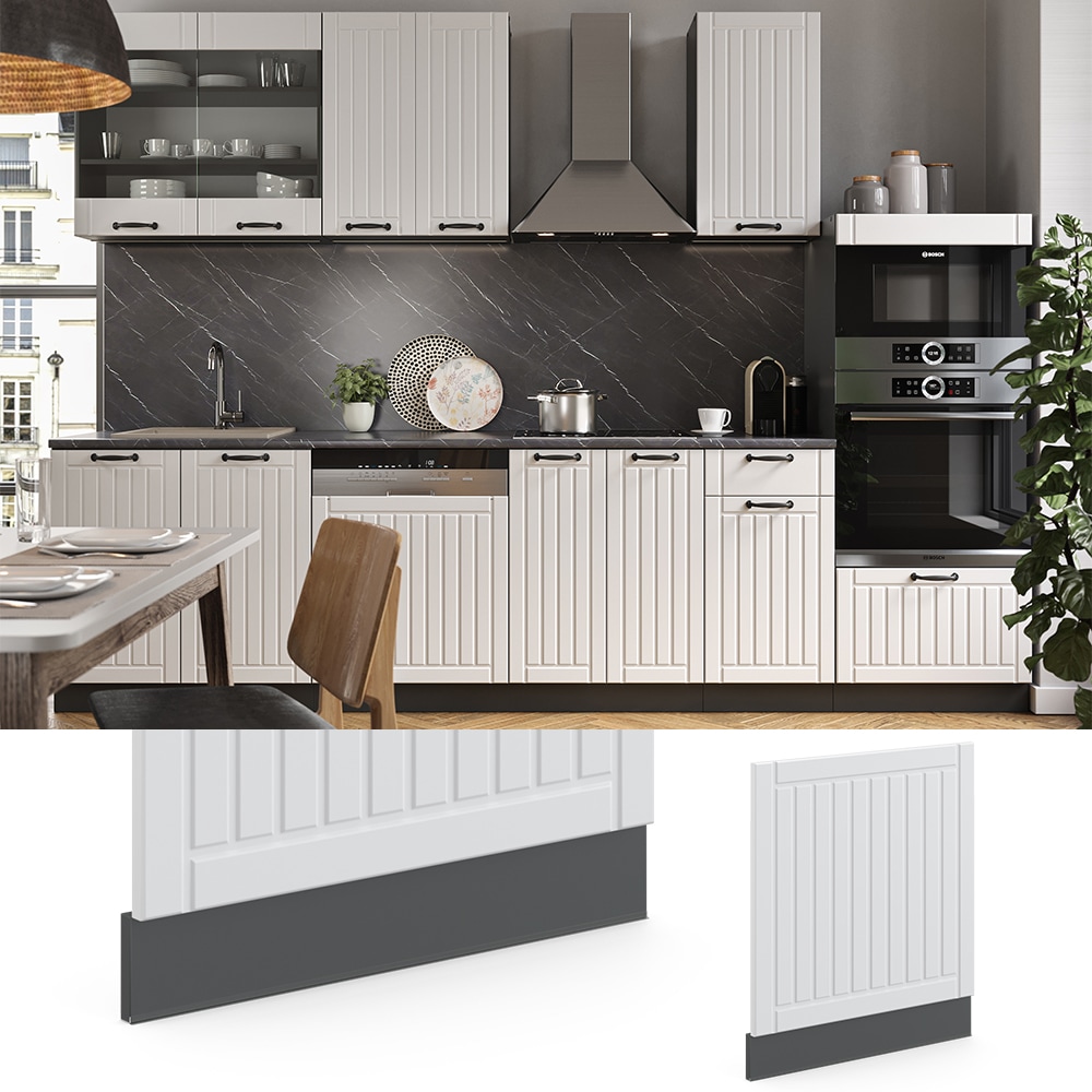 Vicco Geschirrsp&uuml;lerblende Geschirrsp&uuml;lfront K&uuml;chenm&ouml;bel Fame-Line Landhaus Anthrazit Wei&szlig; 60 cm modern 