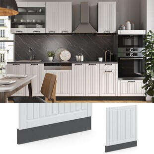 Vicco Geschirrspülerblende Geschirrspülfront Küchenmöbel Fame-Line Landhaus Anthrazit Weiß 60 cm modern 