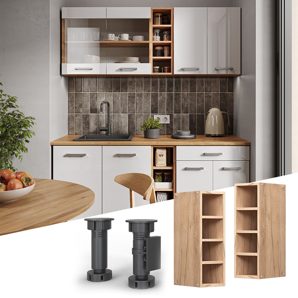 Vicco Regalh&auml;ngeschrank K&uuml;chenschrank K&uuml;chenzeile R-Line 20 cm Eiche F&auml;cher 
