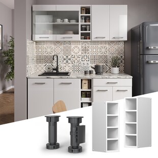 Vicco Regalhängeschrank Küchenschrank Küchenzeile R-Line 20 cm Weiß Fächer 